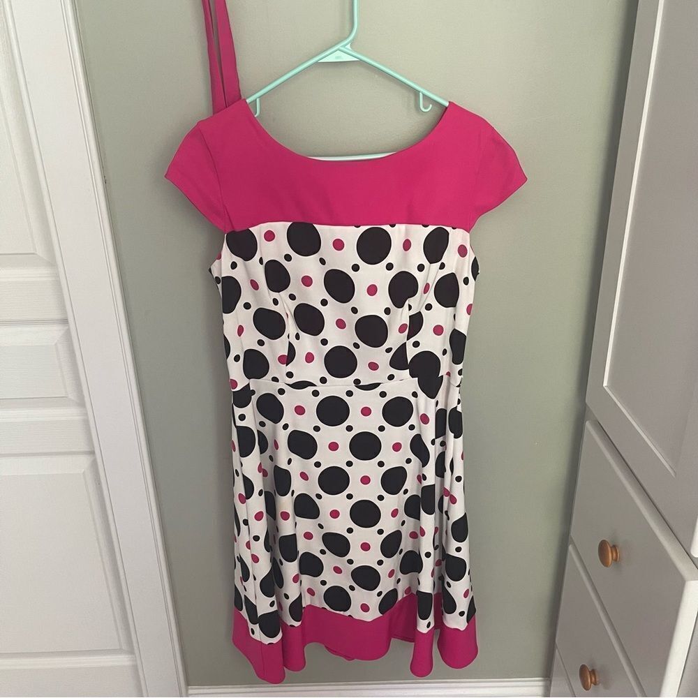 Pink and Black Polka Dot Womens Dress Y2K